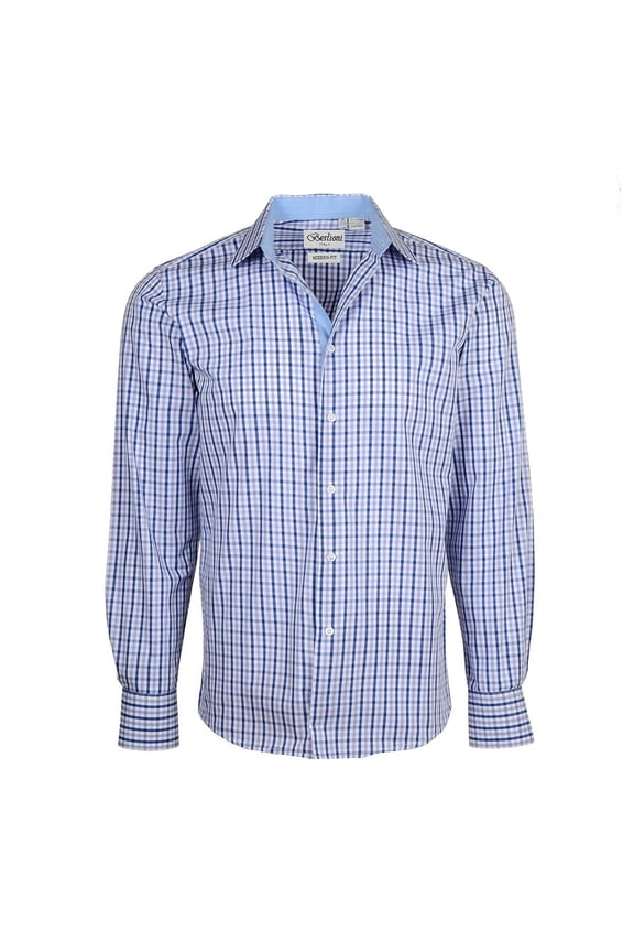 Italy Men's Yarn Dyed Luxe Cotton Dress Shirt Modern Fit