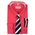 thumbnail image 1 of Berlioni Italy Toddlers Kids Boys Long Sleeve Dress Shirt Set With Tie & Hanky Fuchsia 20, 1 of 2