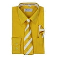 thumbnail image 1 of Berlioni Italy Toddlers Kids Boys Long Sleeve Dress Shirt Set With Tie & Hanky Gold 8, 1 of 2