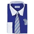thumbnail image 1 of Berlioni Italy Toddlers Kids Boys Long Sleeve Dress Shirt Set With Tie & Hanky (Royal/White, 2), 1 of 1