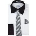 thumbnail image 1 of Berlioni Italy Toddlers Kids Boys Long Sleeve Dress Shirt Set With Tie & Hanky (White/Black, 6), 1 of 1