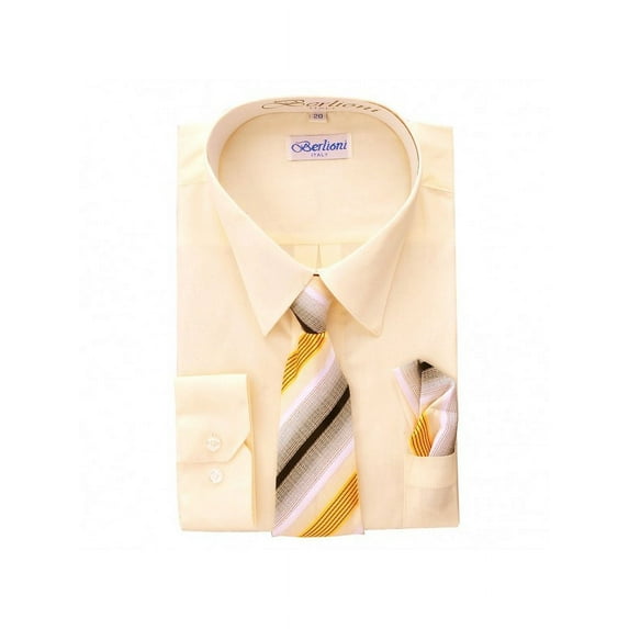 Berlioni Kids Boys Long Sleeve Dress Shirt Set