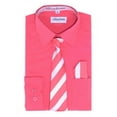thumbnail image 1 of Berlioni Kids Boys Long Sleeve Dress Shirt With Tie and Hanky Coral, 1 of 2