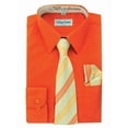 thumbnail image 1 of Berlioni Kids Boys Long Sleeve Dress Shirt With Tie and Hanky Orange, 1 of 2
