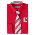 thumbnail image 1 of Berlioni Kids Boys Slim Fit Long Sleeve Dress Shirt With Tie & Hanky Red, 1 of 2