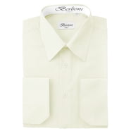 Berlioni Italy Men's Dress Shirt - Black, French Convertible Cuff, Cotton-Poly Blend