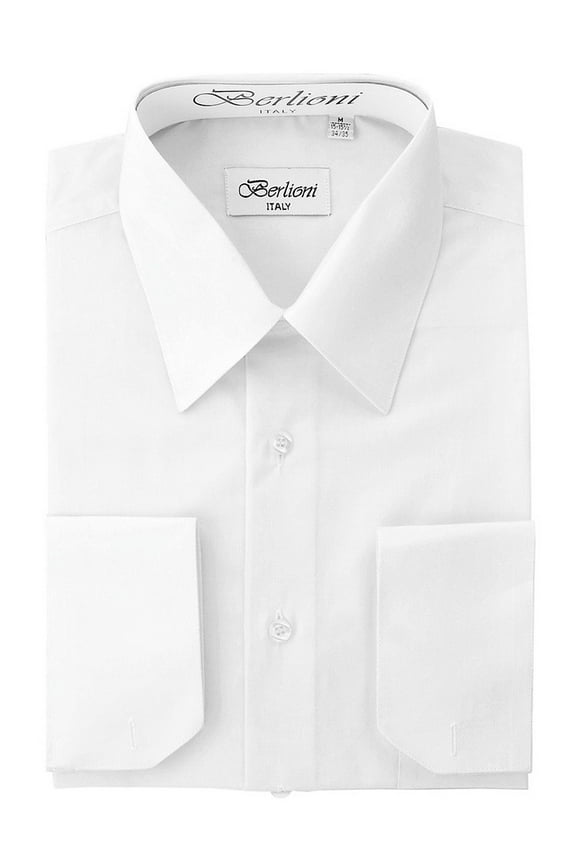 Men's Italian French Convertible Cuff Solid Dress Shirt