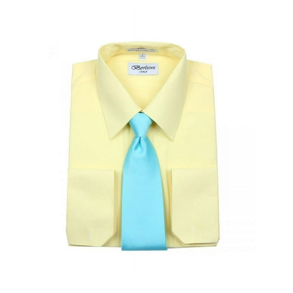 Berlioni Men's Long Sleeve Dress Shirt Tie And Hanky Gift Set