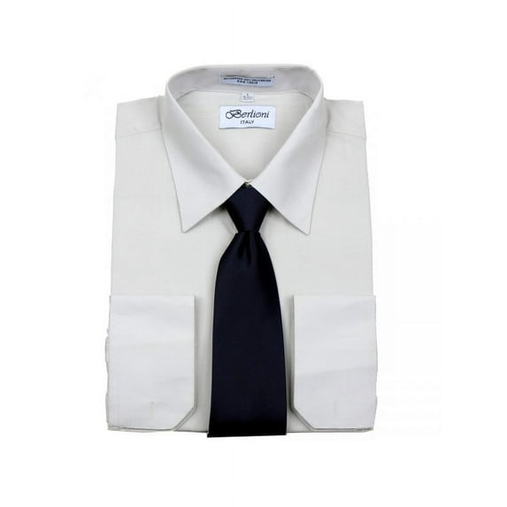 Berlioni Men's Long Sleeve Dress Shirt Tie And Hanky Gift Set
