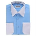 thumbnail image 1 of Berlioni Men's Two-Tone French Convertible Cuff Button Up Dress Shirt Light Blue X-Large 32/33, 1 of 2
