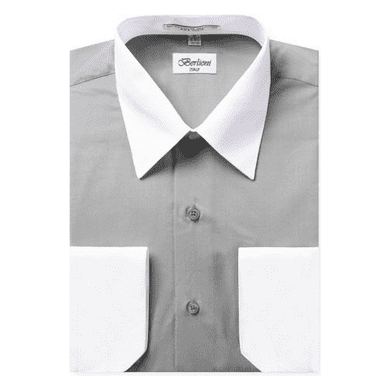 Berlioni Men's Two-Tone French Convertible Cuff Button Up Dress Shirt ...