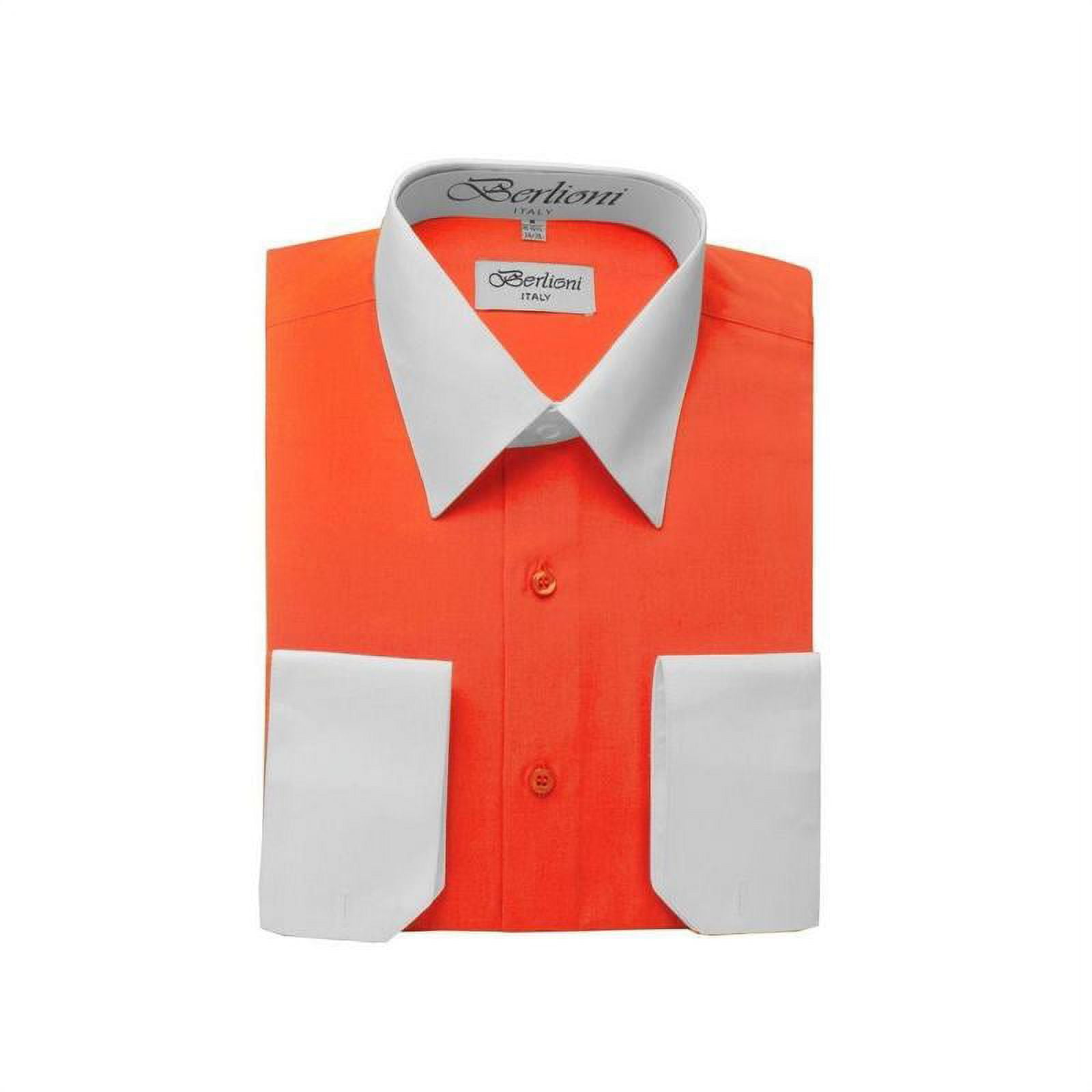 orange french cuff dress shirt NoxwB Men's French Cuff Dress Shirts Casual Classic Solid Turndown Collar Button Down Long Sleeve Slim Fit Blouse Elasticity Formal Work Office T-Shirts Orange L