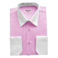 thumbnail image 1 of Berlioni Men's Two-Tone French Convertible Cuff Button Up Dress Shirt Pink 2X-Large 34/35, 1 of 2