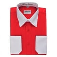 thumbnail image 1 of Berlioni Men's Two-Tone French Convertible Cuff Button Up Dress Shirt Red Medium 34/35, 1 of 2