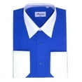 thumbnail image 1 of Berlioni Men's Two-Tone French Convertible Cuff Button Up Dress Shirt Royal Blue Medium 32/33, 1 of 2