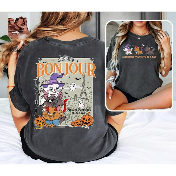 Berlioz Toulouse And Marie with Mickey Minnie Mouse Pumpkin Comfort Colors T-Shirt, The Aristocats Halloween Shirt, Disney Halloween Party