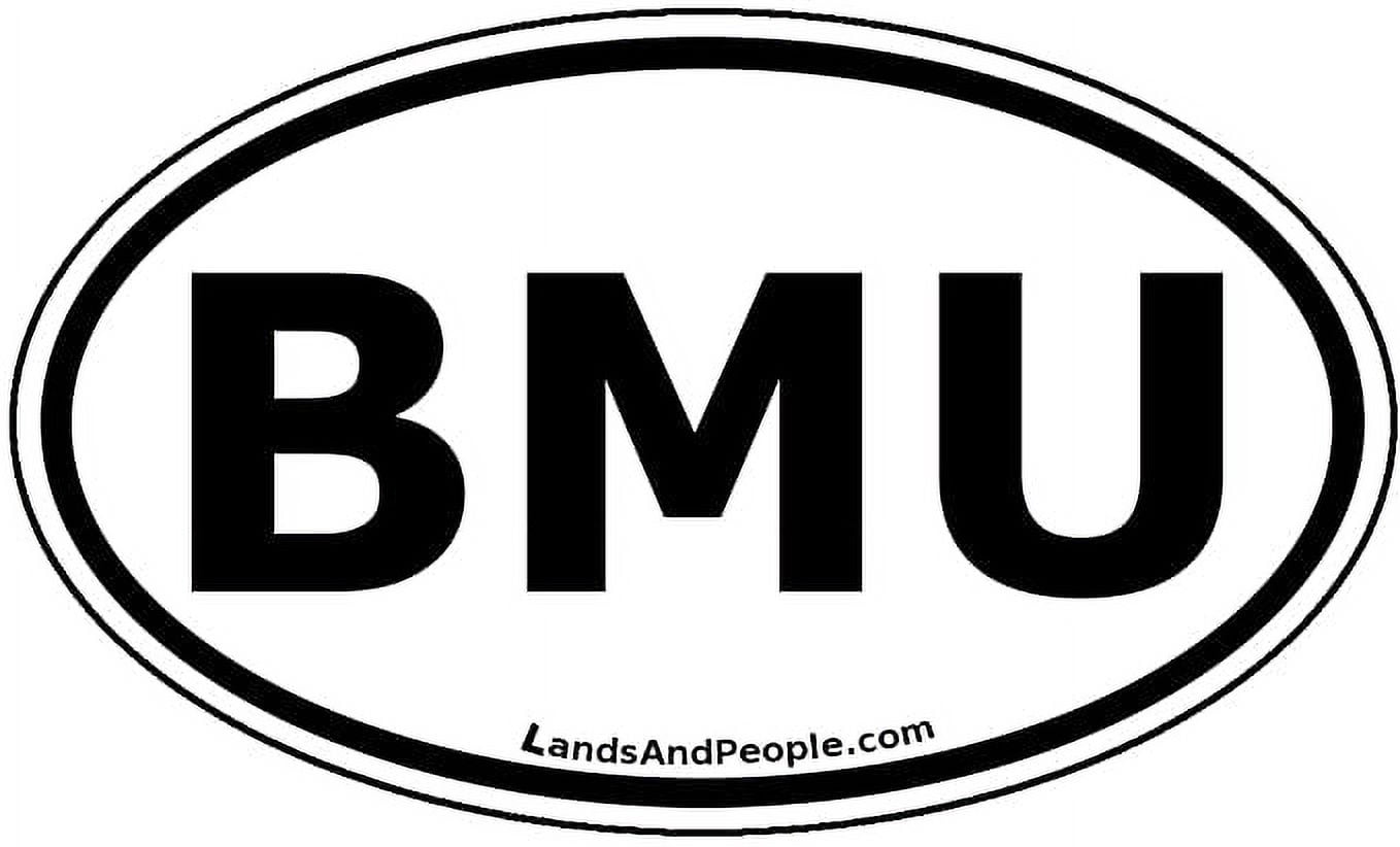 Bermuda BMU Flag Car Bumper Sticker Decal Oval Black and White 3 Letter ...
