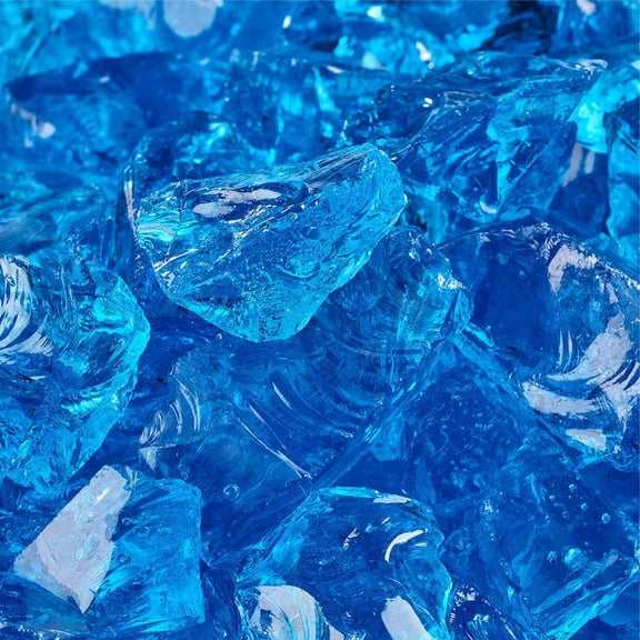 Bermuda Blue - Crushed Fire Glass for Indoor and Outdoor Fire Pits or Fireplaces | 10 Pounds | 1/2 Inch - 3/4 Inch
