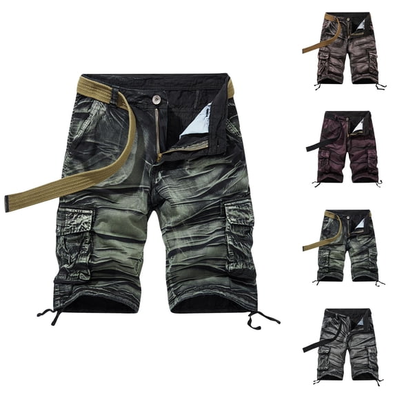 Bermuda Cargo Shorts for Men 2026 Summer Fashion Casual Relaxed Fit Distressed Shorts with Pockets Streetwear