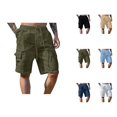 thumbnail image 1 of Bermuda Cargo Shorts for Men Summer Casual Cotton Linen Elastic Waist Straight Leg Lightweight Beach Shorts with Pockets, 1 of 9