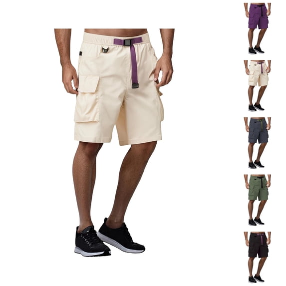 Bermuda Cargo Shorts for Men Summer Casual Elastic Waist Wide Straight Leg Relaxed Fit Hiking Shorts with Pockets
