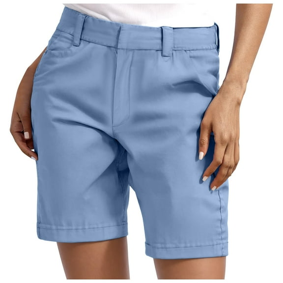 Bermuda Cargo Shorts for Women Knee Length Elastic Waist Long Shorts for Summer Casual