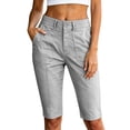 thumbnail image 1 of Bermuda Cargo Shorts for Women Knee Length High Waisted Work Shorts with Pockets Casual Hiking Gray 3XL, 1 of 6