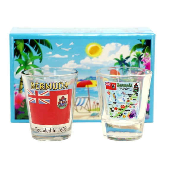 Bermuda Caribbean Boxed Shot Glass Set (Set of 2)