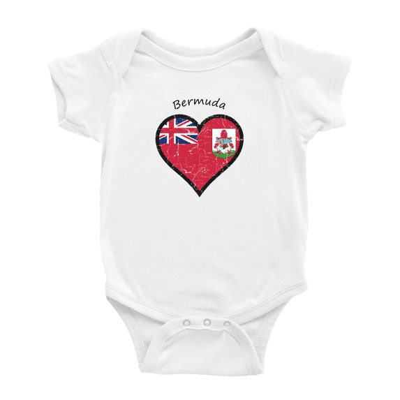 Bermuda Flag Heart Love Funny Baby Bodysuit Boy Girl Clothes
