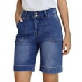 thumbnail image 1 of Bermuda Jean Shorts for Women Knee Length High Waisted Long Stretchy Denim Shorts Summer Jorts with Patch Pockets, 1 of 9