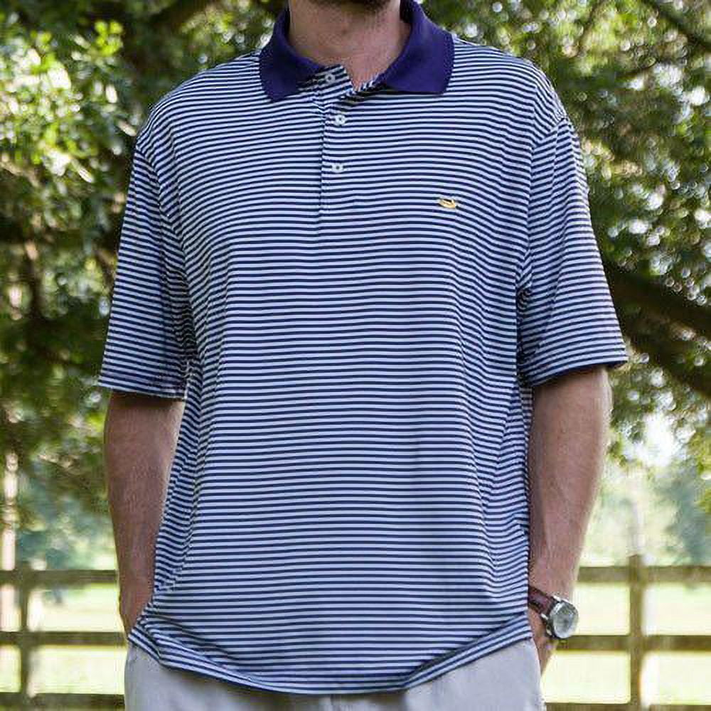 Bermuda Performance Polo in Purple and White Stripe by Southern