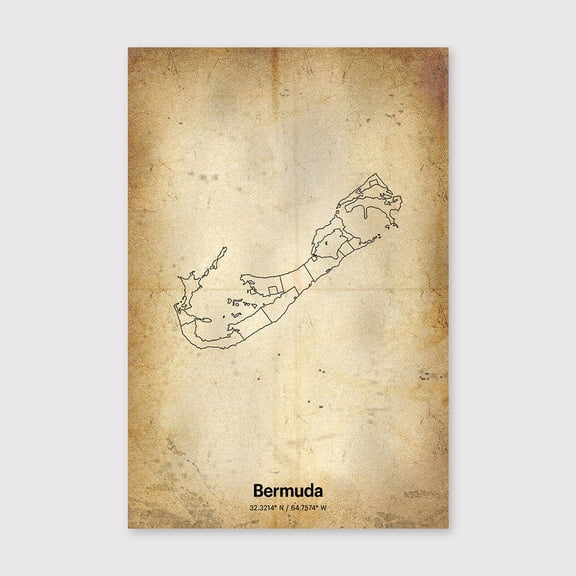 Bermuda Print, Bermudian Gift, Minimalistic Country Map Poster, BM Line Art, Cartography artfor Living Room Bedroom Office Farmhouse Neutral Home Artwork Ready to Hang 8x12 inch
