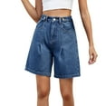 thumbnail image 1 of Bermuda Ripped Jeans Shorts for Women Pants Soft Denim Fashion Adjustable Capri Denim Baggy Dressy Casual Womens Jorts S-2XL, 1 of 7
