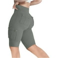 thumbnail image 1 of Bermuda Shorts Shorts for Women Trendy Womens Casual Solid Elastic High Waist Lifting Leggings Outdoor Fitness Running Climbing Flap Pocket Yoga Pants, 1 of 7