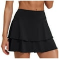 thumbnail image 1 of Bermuda Shorts for Women Double Layered Pleats Tennis Skirts High Waisted Skirt Workout Athletic Skort Summer Sports Skirts Trendy Casual Shorts with Pockets S-2XL, 1 of 5