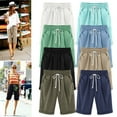 thumbnail image 1 of Bermuda Shorts for Women Knee Length - Elastic Waist Comfortable Solid Color Drawstring Shorts Summer Casual Beach Shorts with Pockets Green, Size XXXL, 1 of 5
