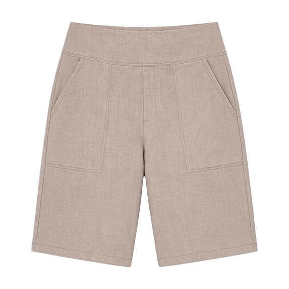 Bermuda Shorts for Women Knee Length High Waisted Baggy Shorts with Pockets Cotton Linen Summer Casual Lounge Outfits Straight Leg Dressy Mid Length Pants Workout Shorts Cotton Linen Shorts for Women