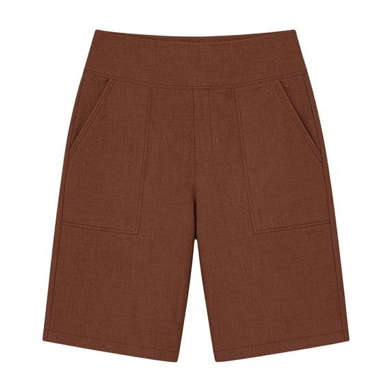 Bermuda Shorts for Women Knee Length High Waisted Baggy Shorts with Pockets Cotton Linen Summer Casual Lounge Outfits Straight Leg Dressy Mid Length Pants Workout Shorts Cotton Linen Shorts for Women