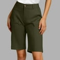 thumbnail image 1 of Bermuda Shorts for Women Knee Length High Waisted Cotton Elastic Wasit Summer Dressy Casual Long Chino Shorts, Limited Time Clearance Under 10 Dollars SA-437, 1 of 6