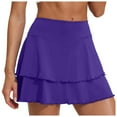 thumbnail image 1 of Bermuda Shorts for Women Trendy 2025 Double Layered Pleats Tennis Skirts High Waisted Skirt Workout Athletic Skort Summer Sports Skirts Summer Casual Beach Shorts with Pockets S-2XL, 1 of 5