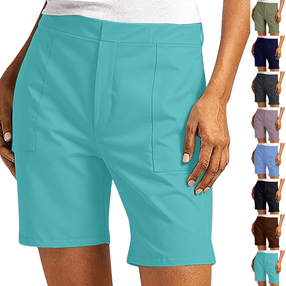 Bermuda Shorts Womens Golf Short Pull On Jorts Mid Rise Stretch With Pockets Khaki Utility Comfort Hiking Mint Green L