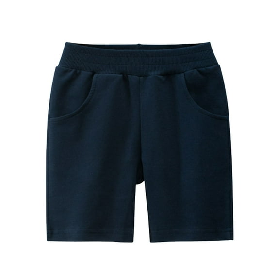 Bermuda Shorts for Children Boys, Summer Elastic Waist Solid Color Shorts Soft Breathable Cropped Sports Pants,Navy,2-3 Years