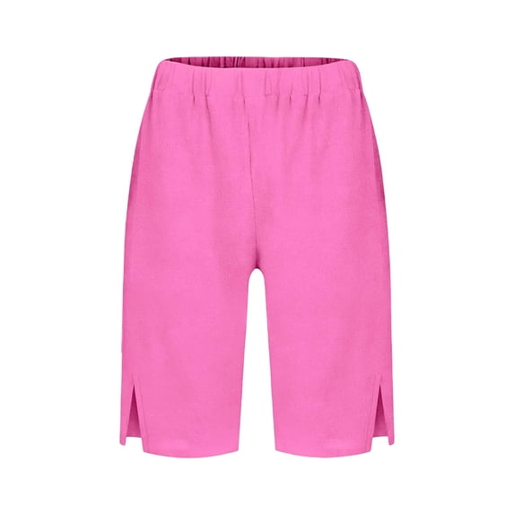Bermuda Shorts for Girls 10-12 Girls Bermuda Shorts Cotton Split Beach Knee Length Pants Teen Kids Summer Casual Elastic Waist Short Pants Pockets