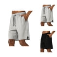 thumbnail image 1 of Bermuda Shorts for Men Summer Casual Elastic Waist Lightweight Wide Straight Leg Shorts with Pockets, 1 of 8