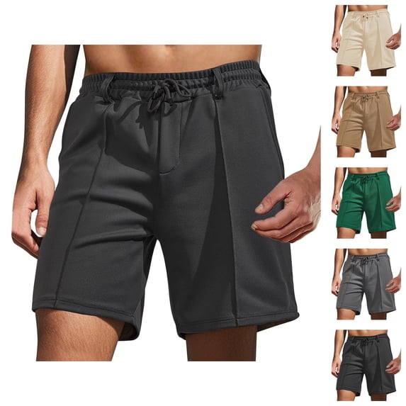 Bermuda Shorts for Men Summer Casual Elastic Waist Straight Leg Lightweight Beach Shorts with Pockets