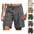 thumbnail image 1 of Bermuda Shorts for Men Summer Casual Elastic Waist Straight Leg Lightweight Beach Shorts with Pockets, 1 of 5