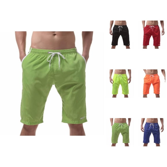 Bermuda Shorts for Men Summer Casual Elastic Waist Straight Leg Relaxed Fit Knee Length Beach Shorts with Pockets