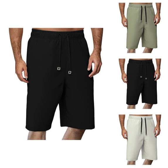 Bermuda Shorts for Men Summer Casual Elastic Waist Wide Straight Leg Relaxed Fit Waterproof Shorts with Pockets
