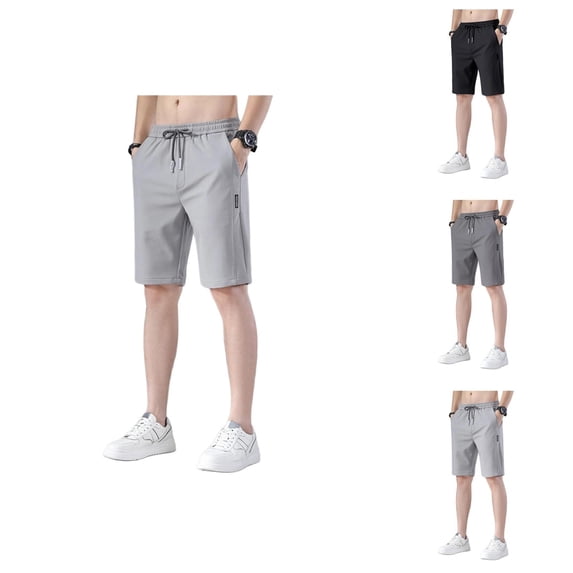 Bermuda Shorts for Men Summer Casual Lightweight Breathable Elastic Waist Straight Leg Athletic Shorts with Pockets