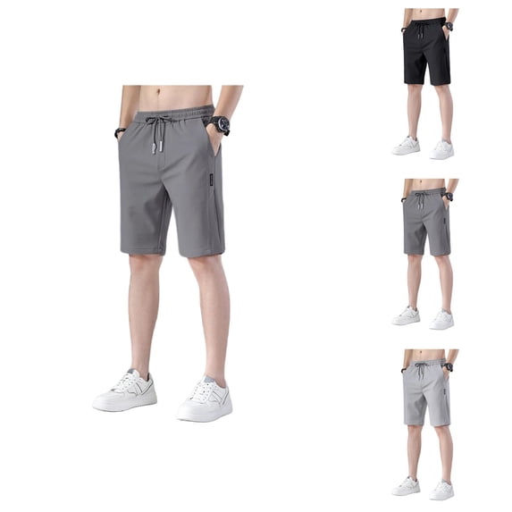 Bermuda Shorts for Men Summer Casual Lightweight Breathable Elastic Waist Straight Leg Athletic Shorts with Pockets